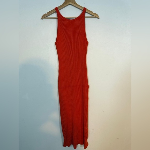 H&M Ribbed Knit Bodycon Midi Dress - Red - Size M - Picture 7 of 10